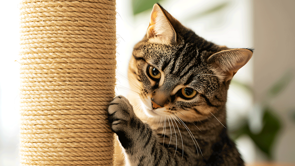 Chat domestique assis sur rebord de fenêtre regardant intensément dehors, comportement typique d'ennui félin